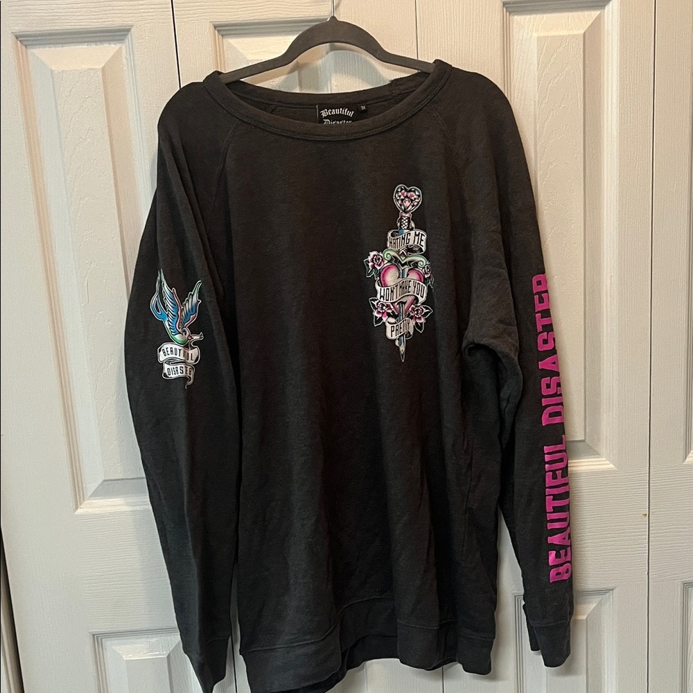 Beautiful Disaster Women's Black Graphic Sweatshirt